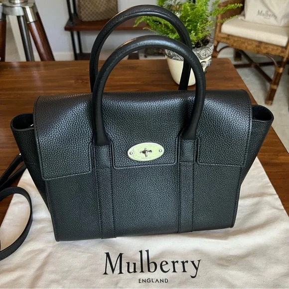 MULBERRY Classic Grain Small New Bayswater in Black